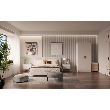 Szafa z szufladami 90 cm uchylna 2D TRINO beż piaskowy